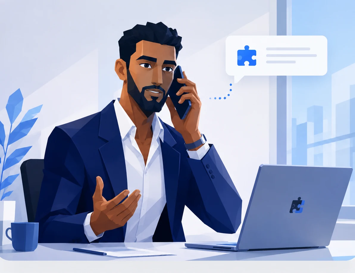 A consultant on a call, talking through what a business is missing